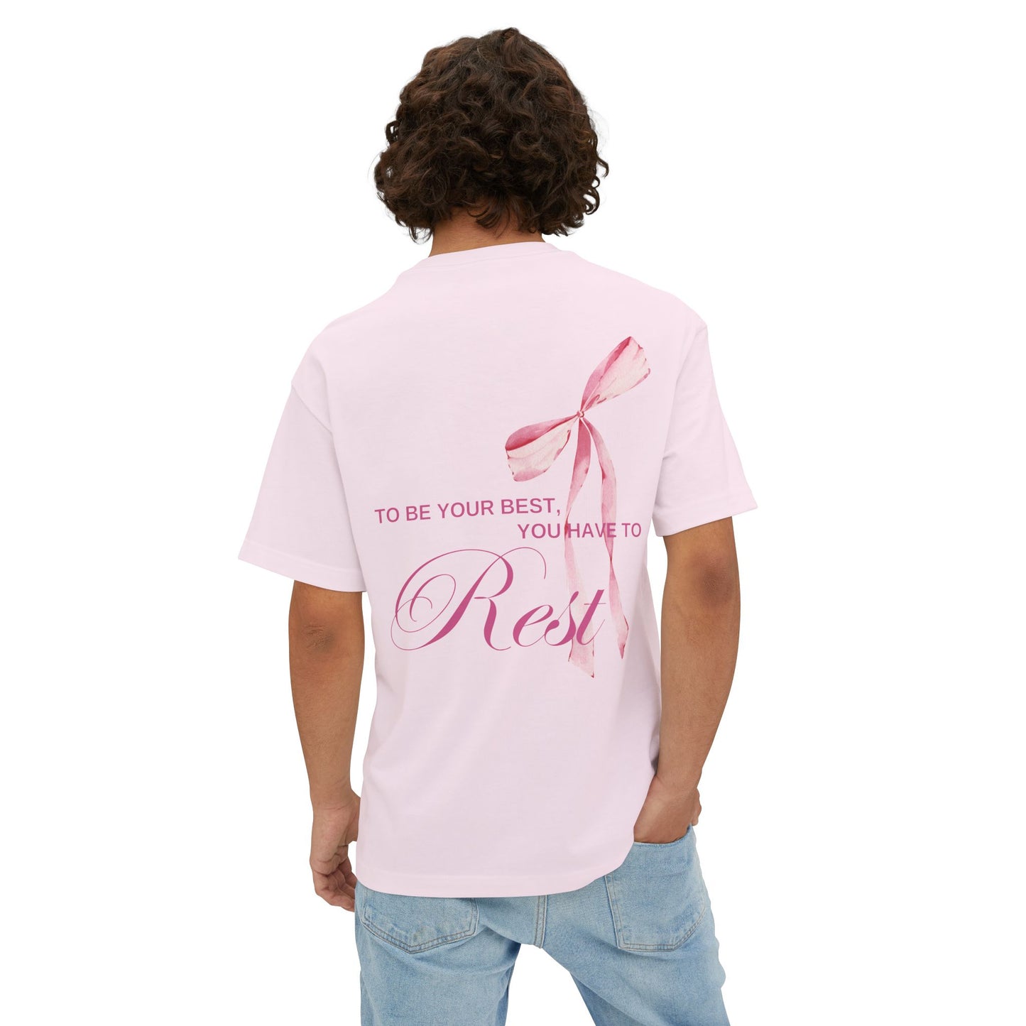 Pink Bow "Rest" Oversized Boxy Tee