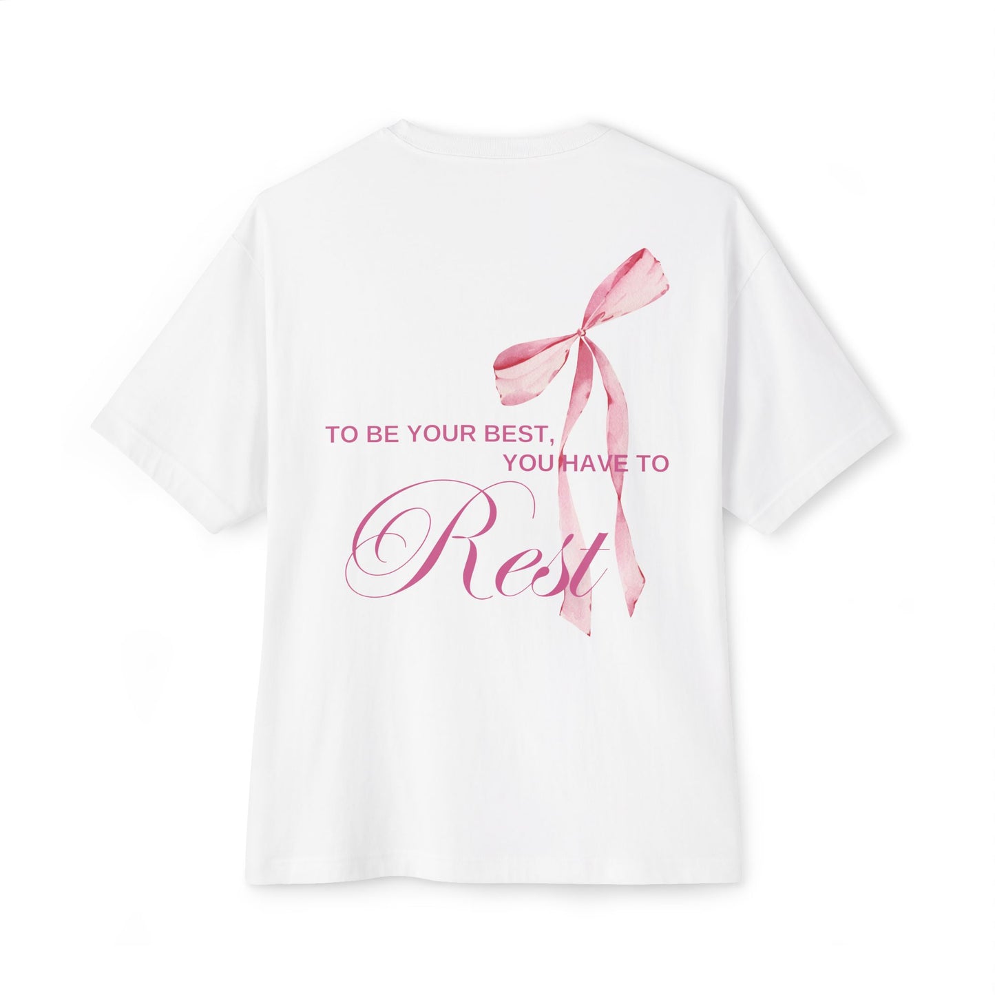 Pink Bow "Rest" Oversized Boxy Tee