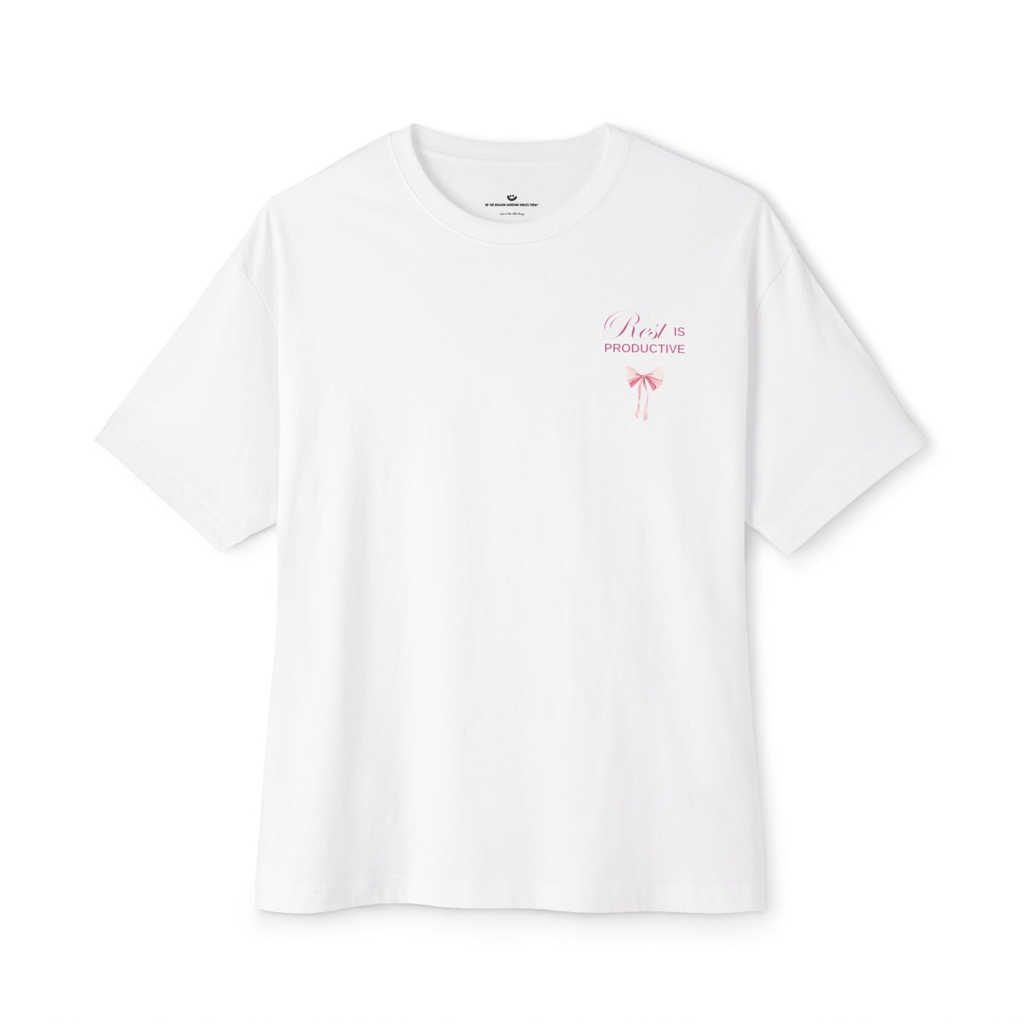 Pink Bow "Rest" Oversized Boxy Tee