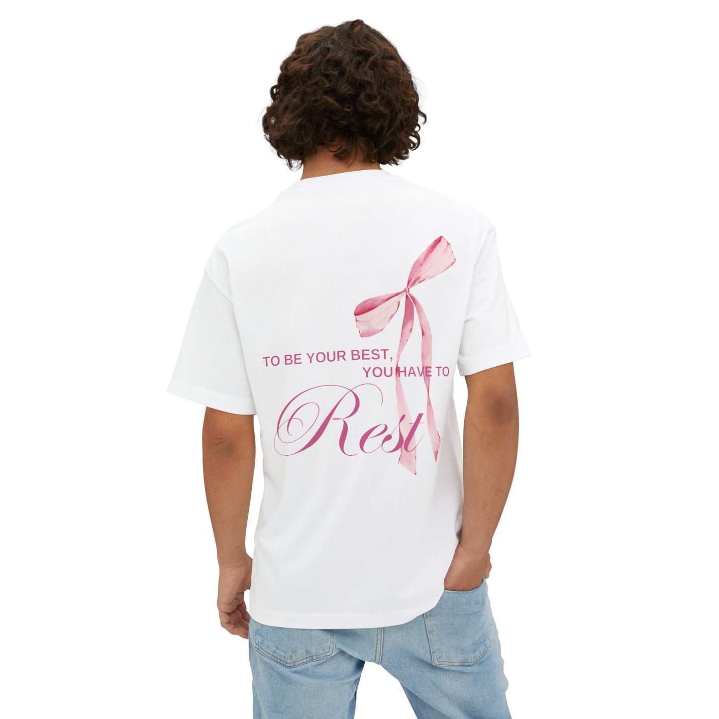 Pink Bow "Rest" Oversized Boxy Tee