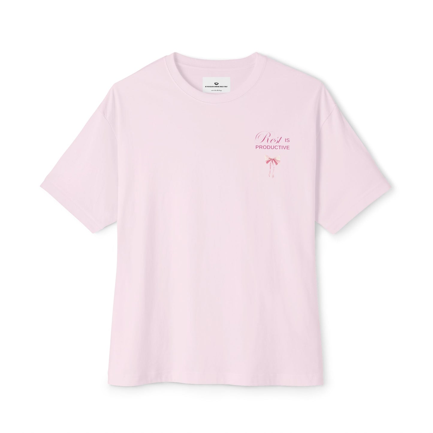 Pink Bow "Rest" Oversized Boxy Tee