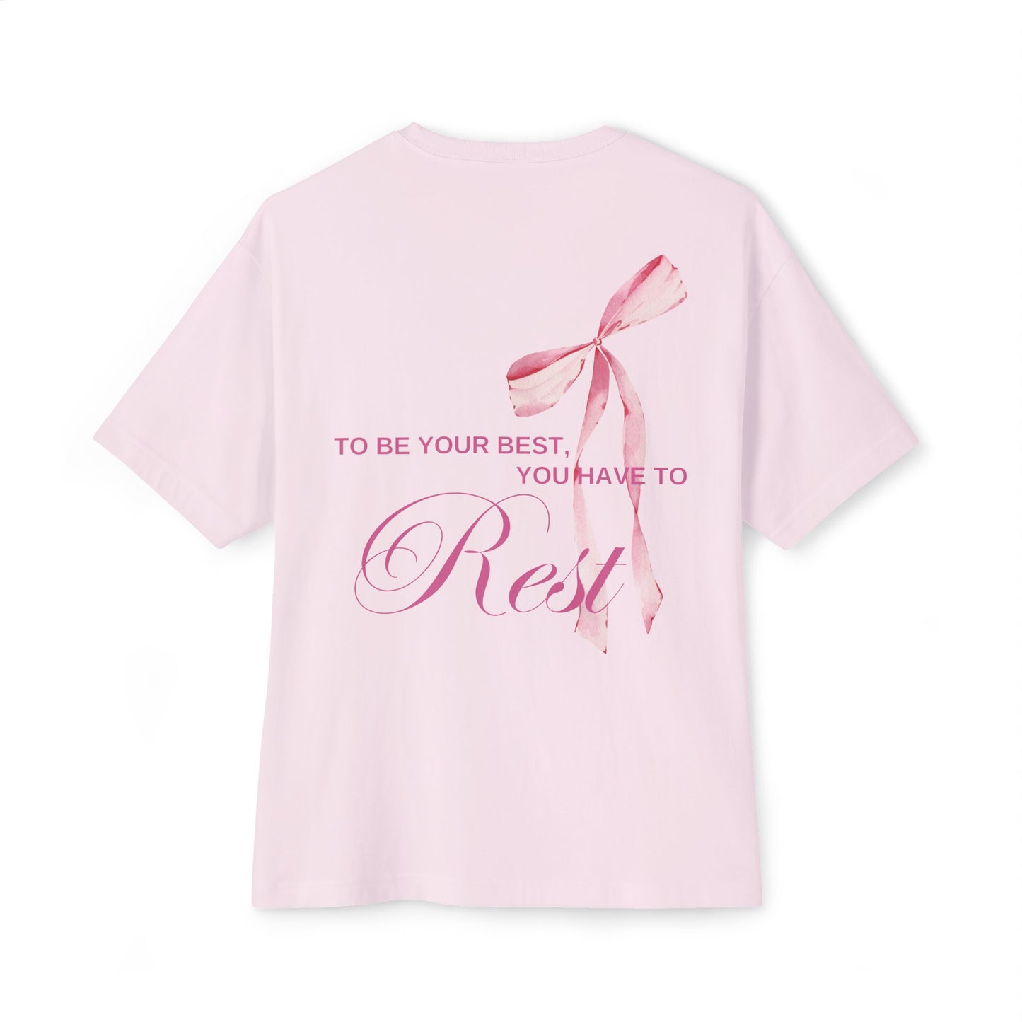 Pink Bow "Rest" Oversized Boxy Tee